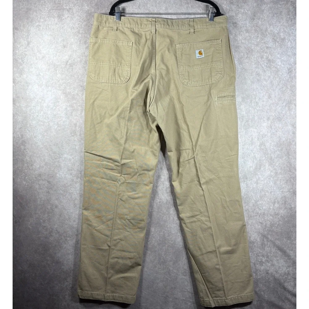 Carhartt Canvas Khaki Relaxed Fit Pants Mens Size 40X32 Beige Workwear Carpenter